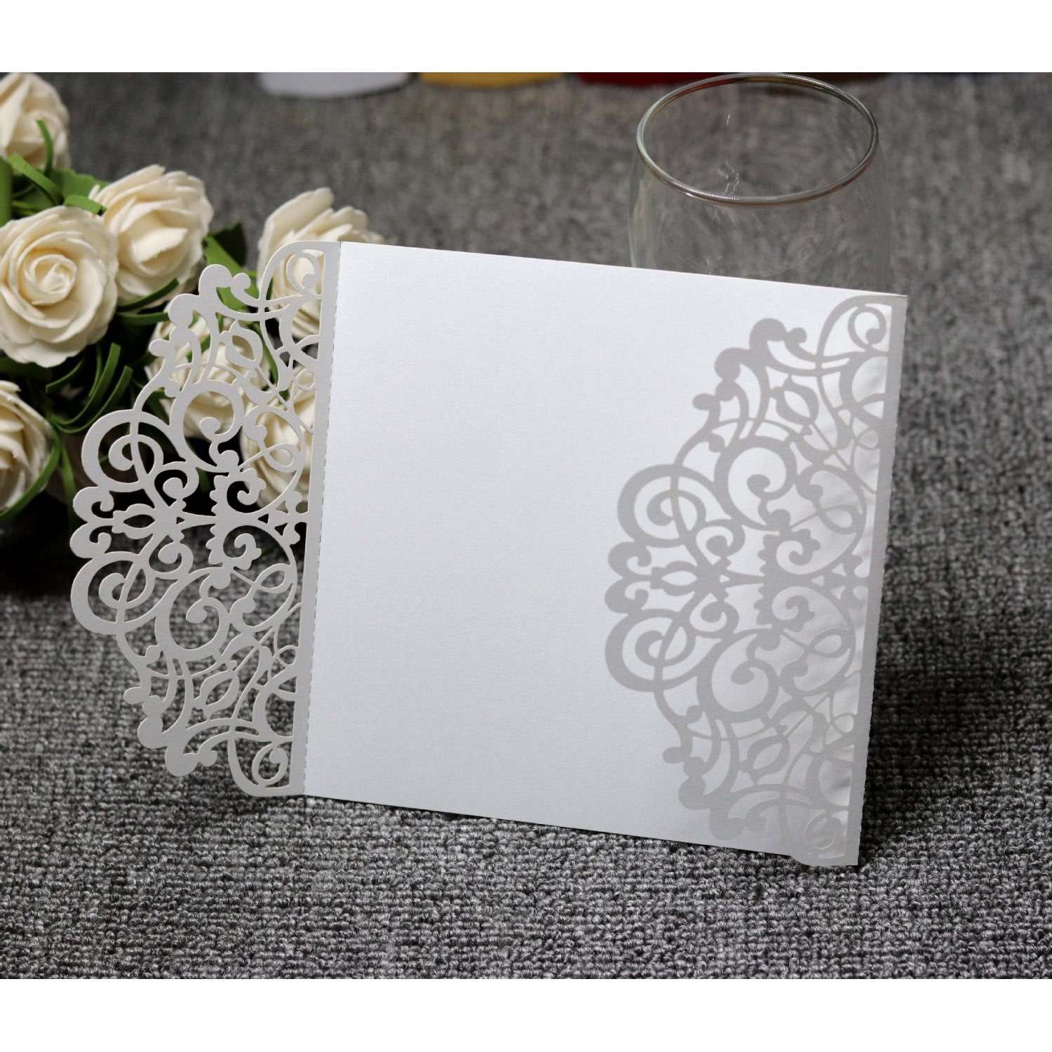White Laser Holder Marriage Invitation Card Wholesale Wedding Supplies